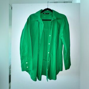 NWOT Green Zara Button Down